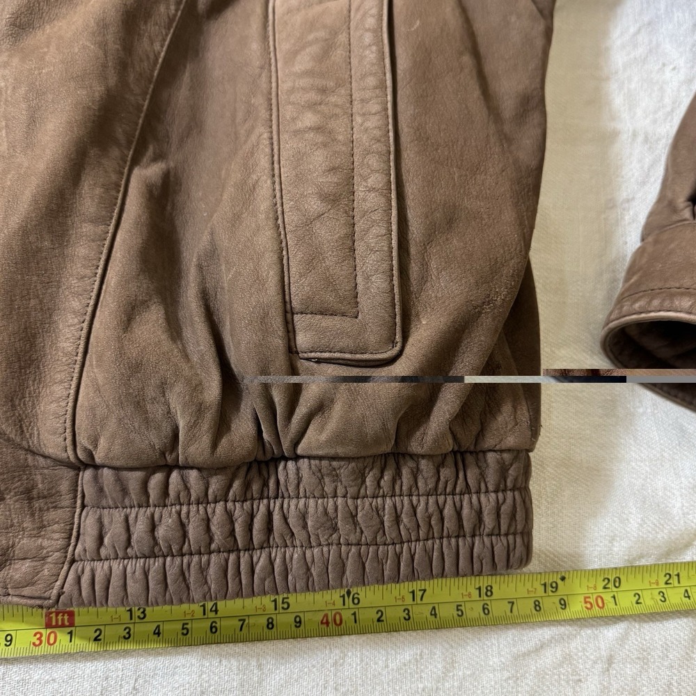 VTG True Breed Men's Distressed Brown Leather Retro Bomber Jacket Size L Aviator - Picture 9 of 14